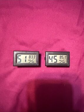 Digital Mini Hygrometer/Thermometer Duo - Black - Pink Background